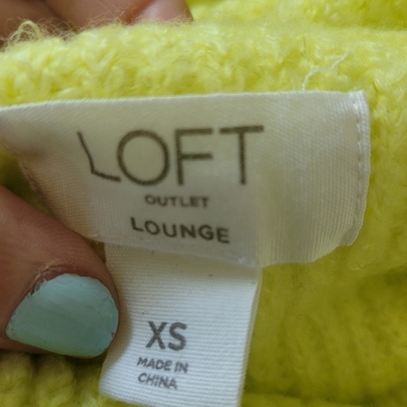 Ann Taylor LOFT Outlet Lounge Oversized Cowl Neck Sweater Neon Lemon - Picture 6 of 8
